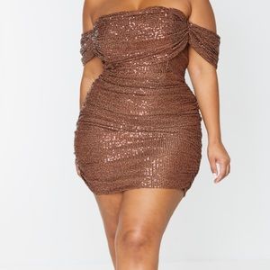 Plus chocolate sequin bodycon dress